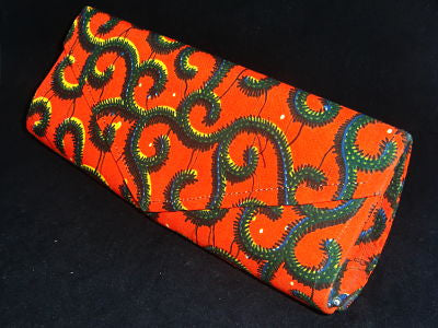 African Cloth Clutch Purse - Blue Swirls