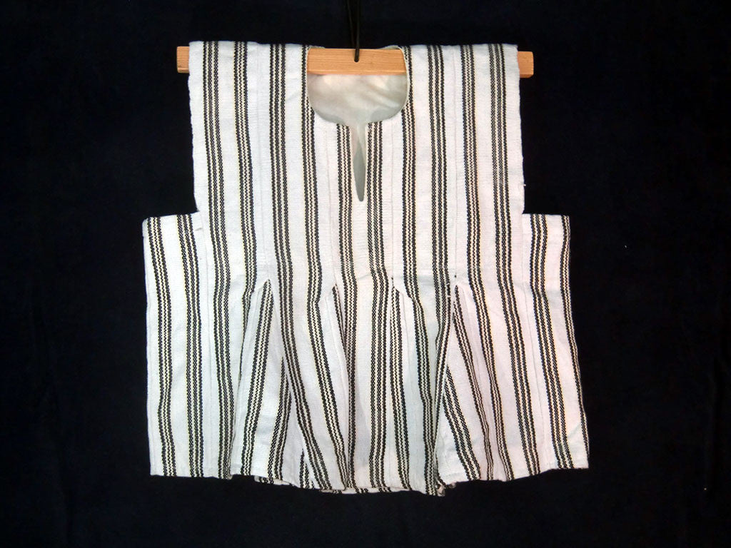 Black w/white-blue stripes; approx. 14"across &; 18"long (ages 4 - 8).