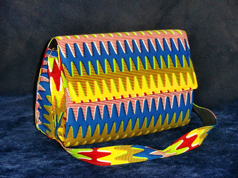 African Cloth Shoulder Bag - Rainbow Strap
