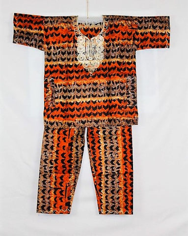 Boys Atade Pant Set - Orange & Brown
