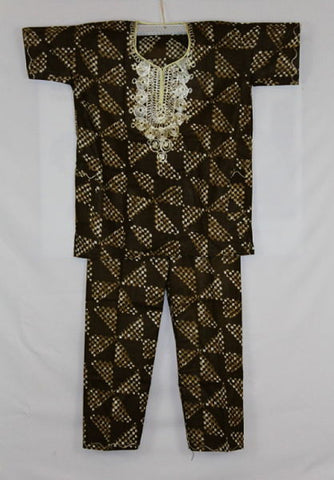 Boys Atade Pant Set - Brown Triangles