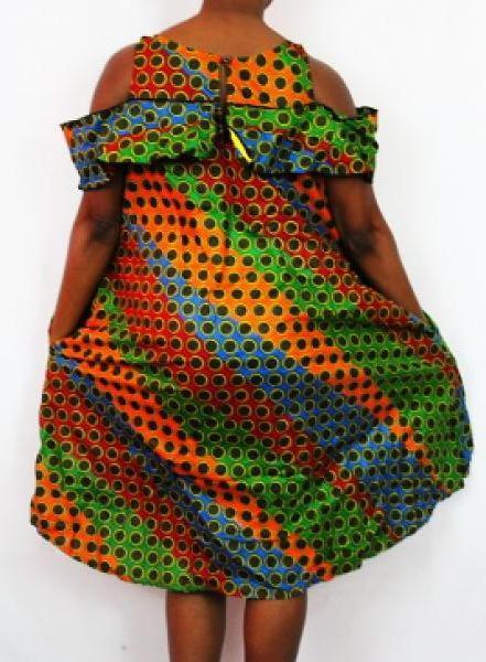 African Print Dress - Rainbow Dots