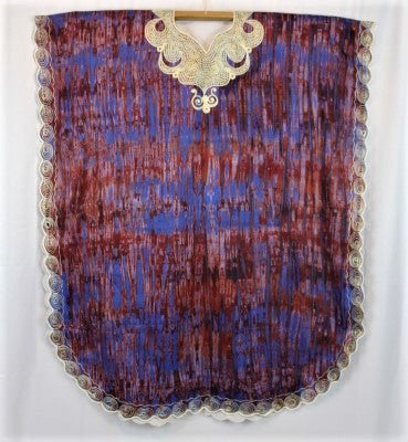 African Bubu / Caftan - Royal Blue & Burgundy Tie-Dye
