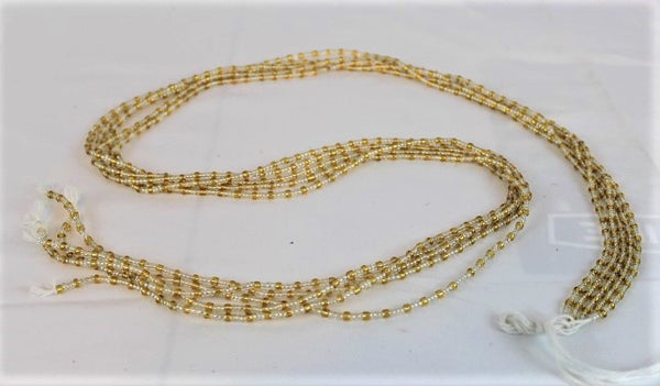 KROBO African Waist Beads - Gold & white beads - (WSTBD118)