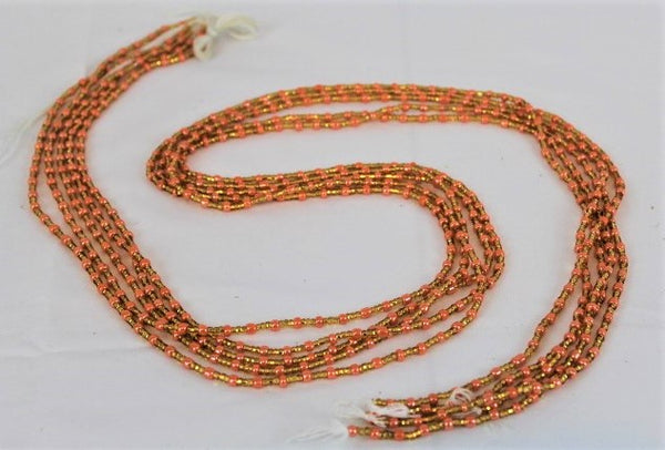 KROBO African Waist Beads - Orange & gold beads