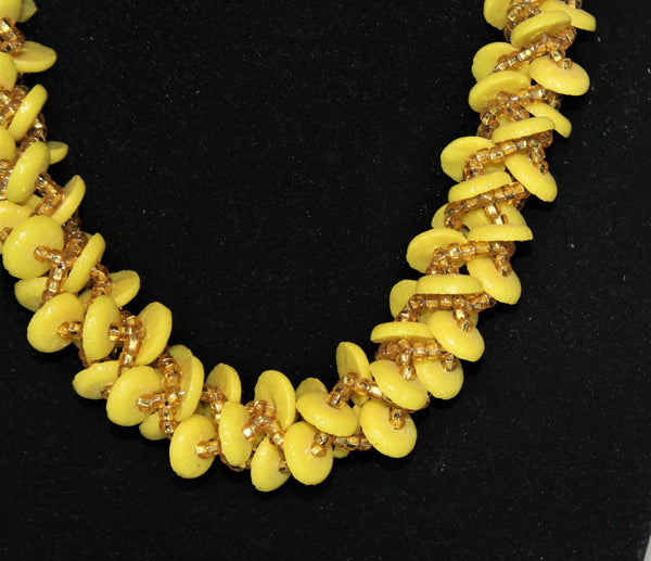 Braided Bead Necklace - Lemon