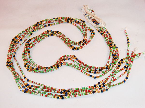 KROBO African Waist Beads - Multi-colored w/gold color accents