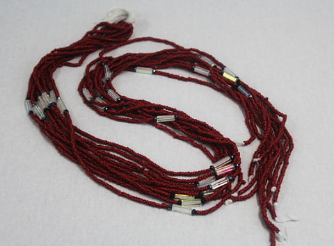 KROBO African Waist Beads - Salmon Brown w/ White Accent