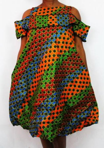 African Print Dress - Rainbow Dots