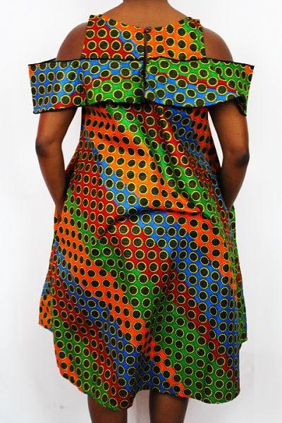 African Print Dress - Rainbow Dots