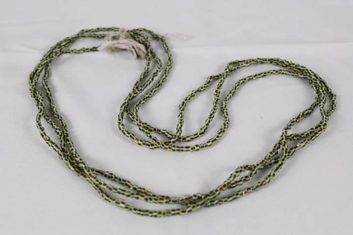 KROBO African Waist Beads - Green w/red stripes - (WSTBD64)
