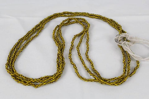 KROBO African Waist Beads - Yellow w/brown stripes (WSTBD61)