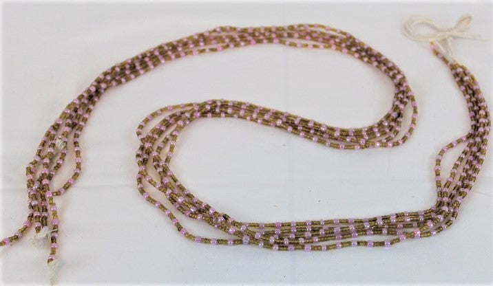 KROBO African Waist Beads - Tan & violet beads - (WSTBD123)