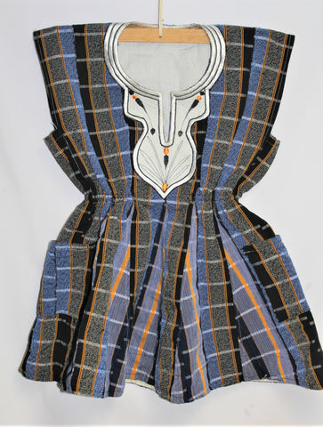 Women's Batakari Blouse - Blue-Grey Stripe